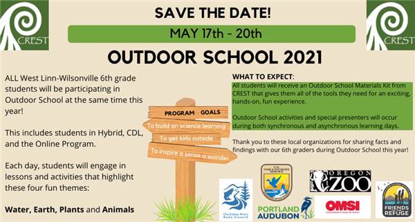 Outdoor school information for 2021. 